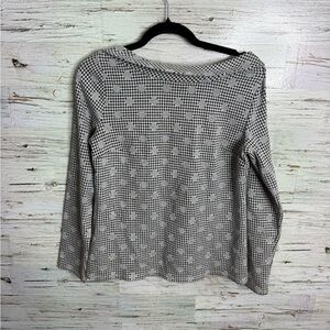 Talbots Sweater boat neck polka dot gray size medium